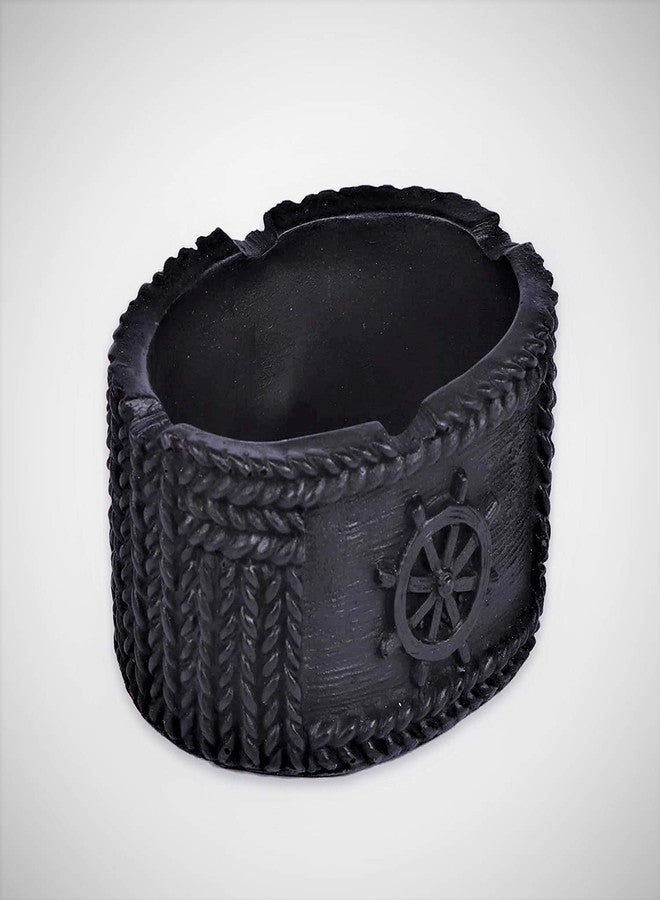 Inara Creation Oval Shape Boat Handle Ashtray - Black - Image 2